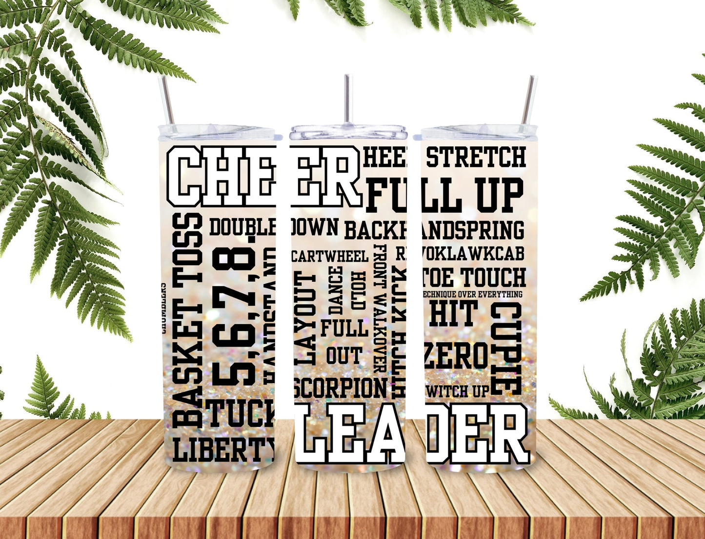CHUMBLERS 20 Oz Stainless Steel Tumbler Cheer Sayings Gold