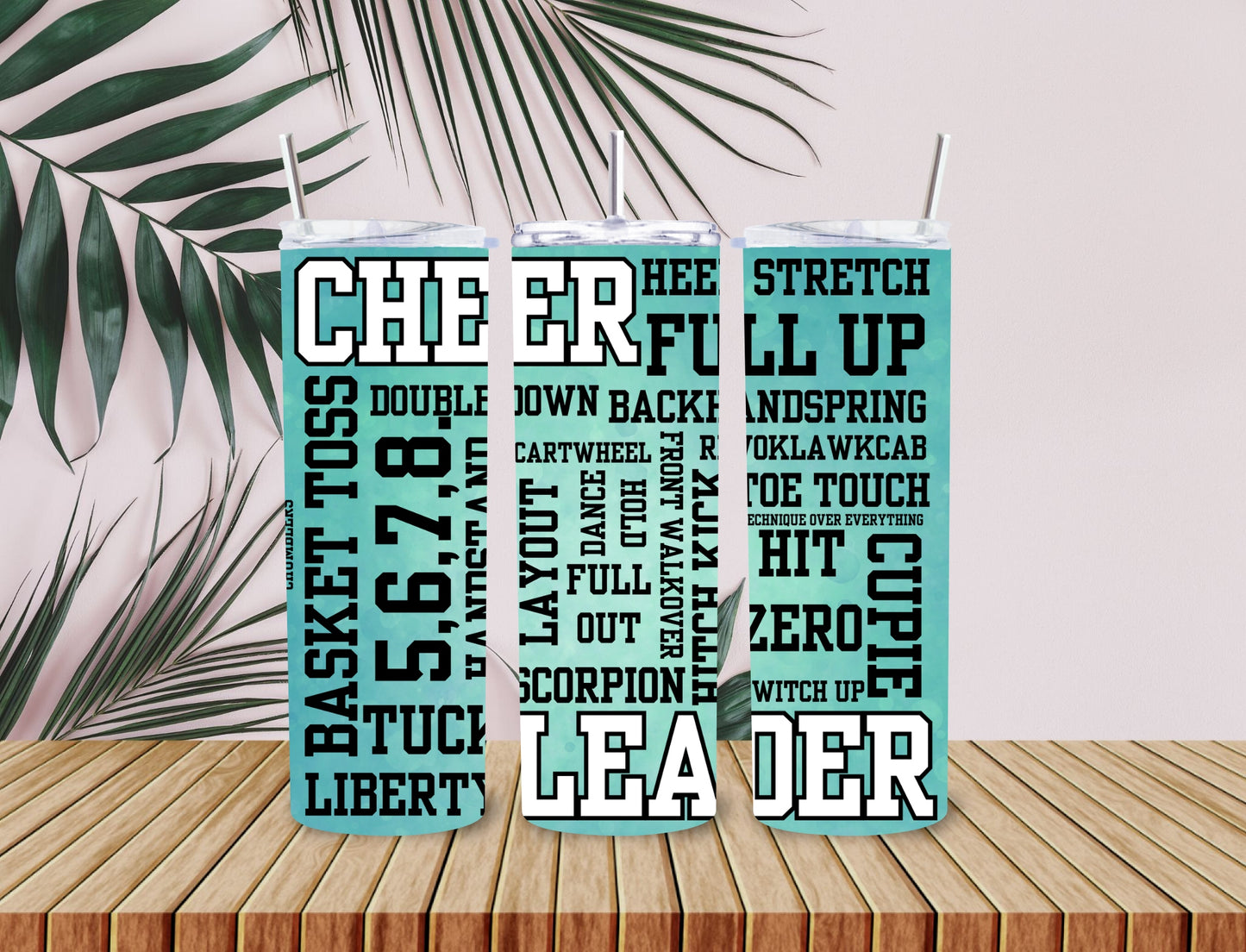 CHUMBLERS 20 Oz Stainless Steel Tumbler Cheer Sayings Teal