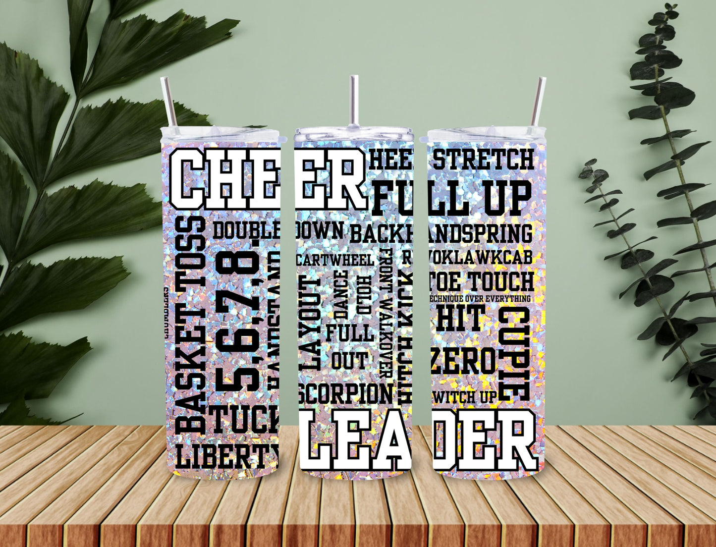 CHUMBLERS 20 Oz Stainless Steel Tumbler Cheer Sayings Funfetti