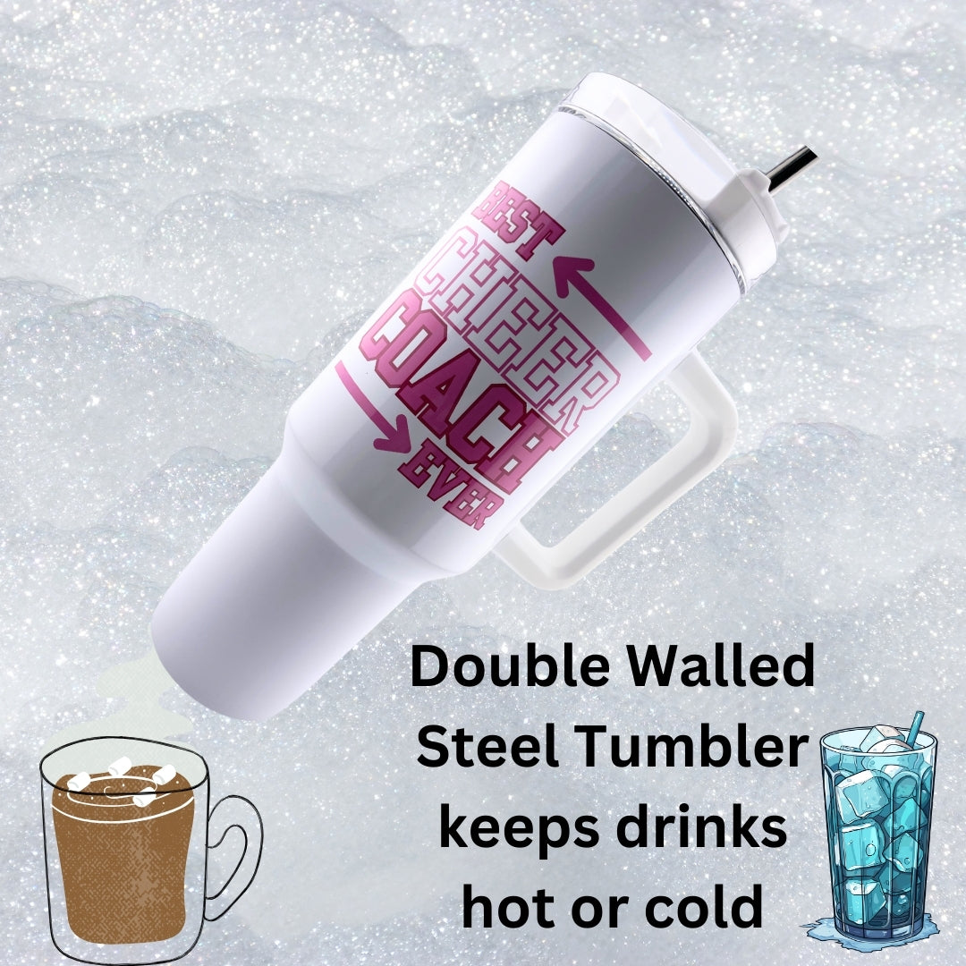 CHUMBLERS 40 Oz Huge Stainless Steel Tumblers Best Cheer Coach Ever Pink