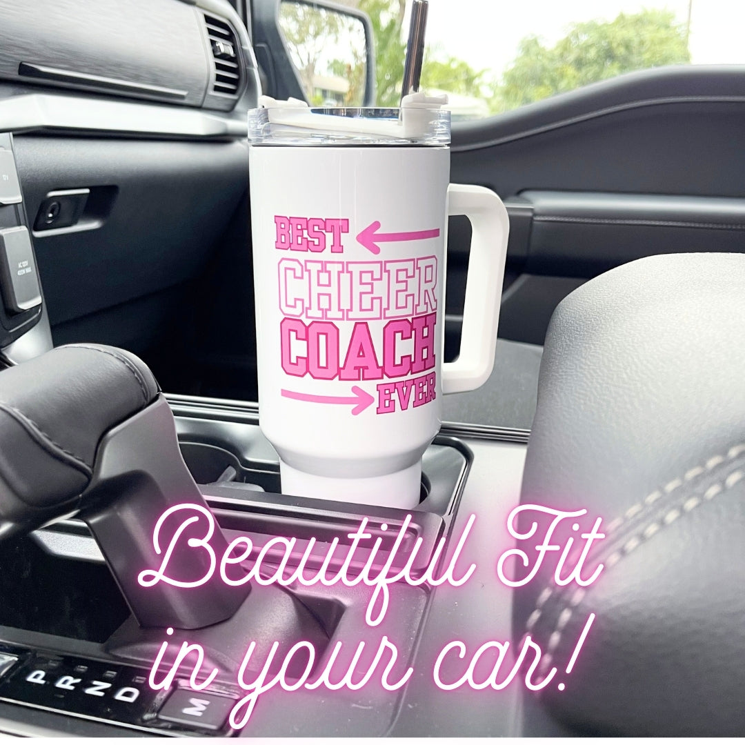 CHUMBLERS 40 Oz Huge Stainless Steel Tumblers Best Cheer Coach Ever Pink