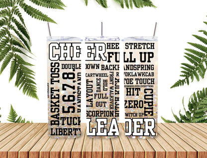 CHUMBLERS 20 Oz Stainless Steel Tumbler Cheer Sayings Gold