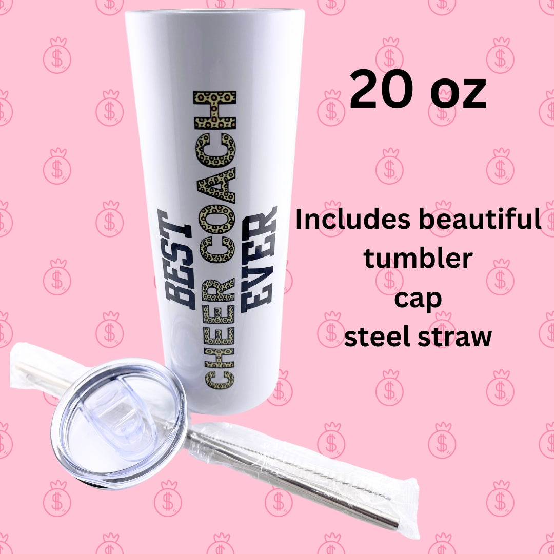 CHUMBLERS 20 Oz Stainless Steel Tumblers Best Cheer Coach Ever