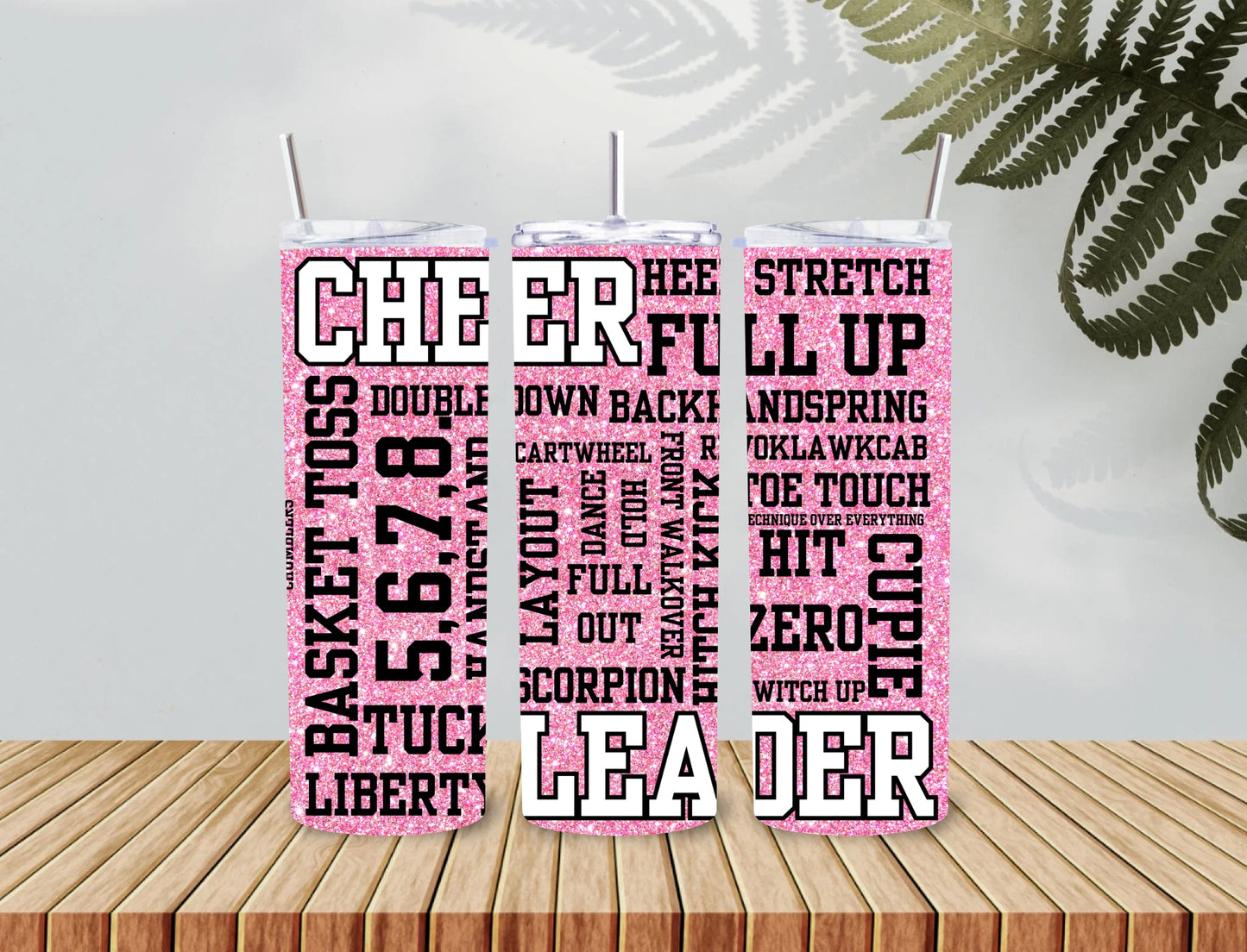 CHUMBLERS 20 Oz Stainless Steel Tumbler Cheer Sayings Pink