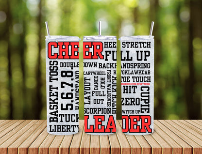 CHUMBLERS 20 Oz Stainless Steel Tumbler Cheer Sayings Silver