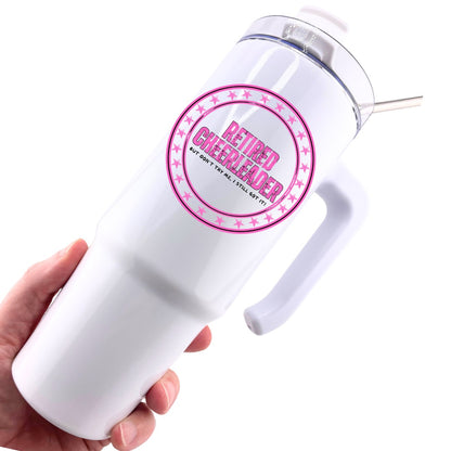 CHUMBLERS 30 Oz Stainless Steel Tumbler with Handle Retired Cheerleader Pink